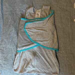 Halo Gray Swaddle with Blue Accents
